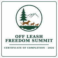 Logo showing certificate of completion of Off Leash Freedom Summit
