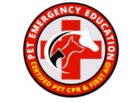 Logo that reads "Pet Emergency Education Certified Pet CPR & First Aid"